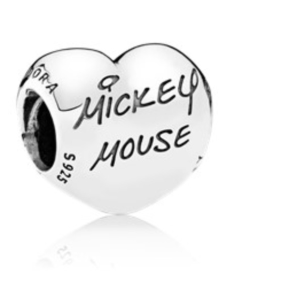 PANDORA Disney Parks Mickey Mouse Signature Heart Charm 792132 - Picture 1 of 3